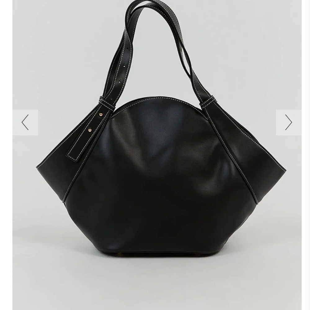 Black wide vegan leather DISSH tote.